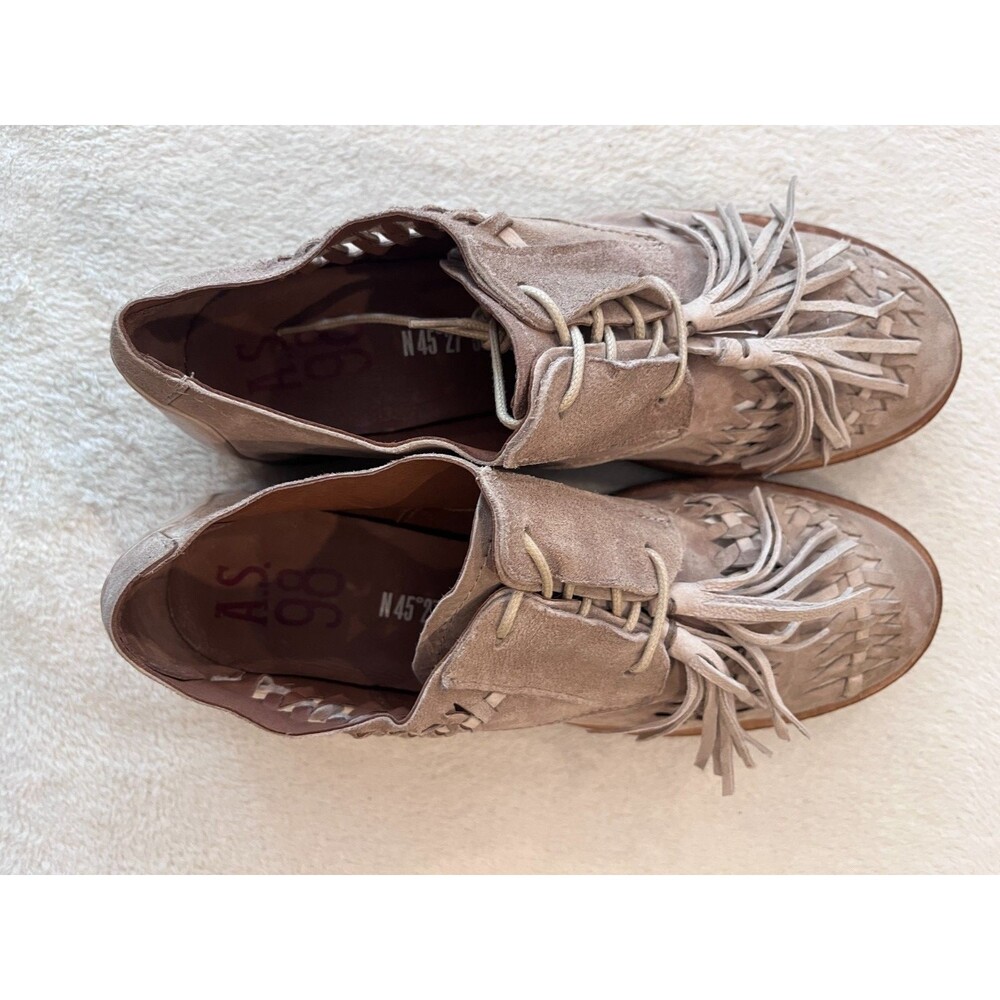 A.S.98 ZURI Gray Leather Shoes Size 37 US  6.5-7 Tassel Lace Up AS 98 Oxford NEW - Picture 5 of 12